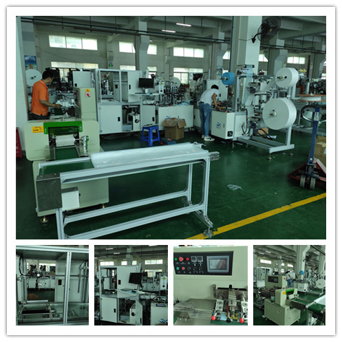 fully automation production line of 120pc per minute flat mask machine and packaging machine in customer's factory